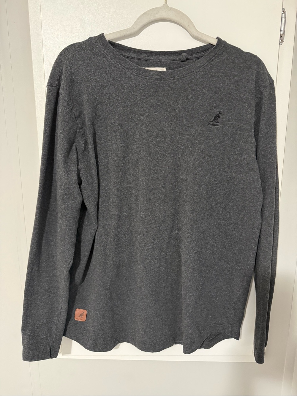 167. Kangol Cotton Blend Men's Long Sleeve Crewneck Shirt - Charcoal Medium